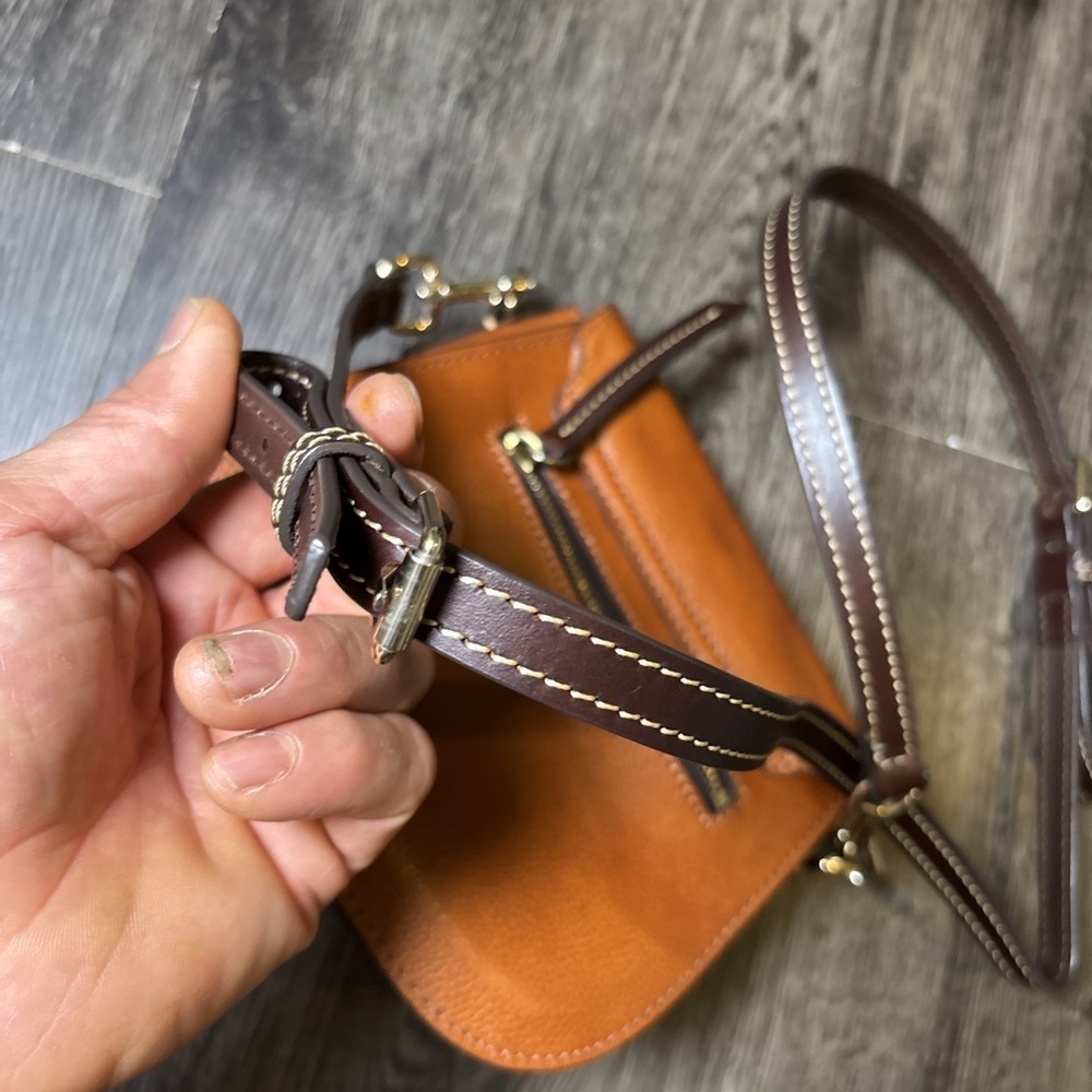 Dooney Bourke Saddle Crossbody Pebble Leather Taupe - Picture 6 of 14